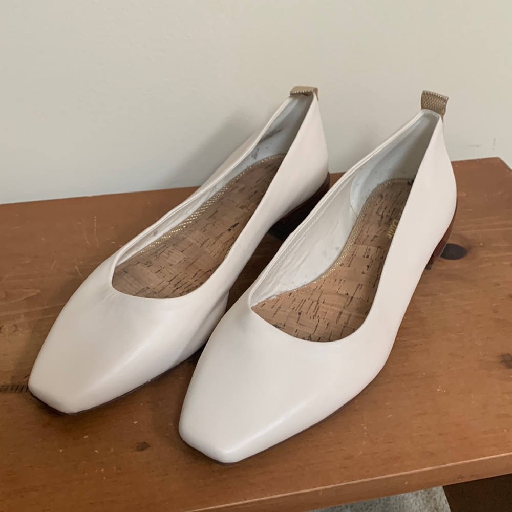 - NWOB square toe white flats with gold detail size 10
